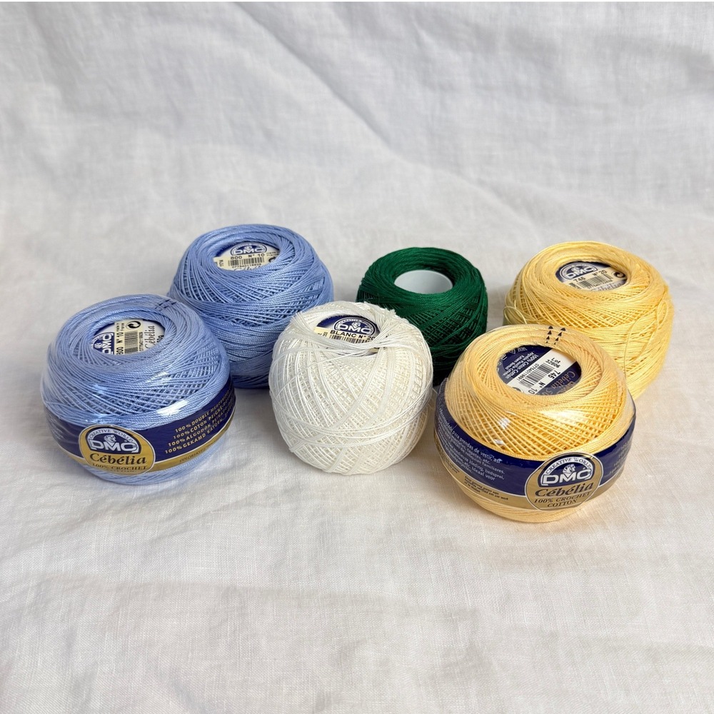 DMC Cebelia Mixed Yarn Lot of 6 Crochet Cotton Thread Size 10 & 20